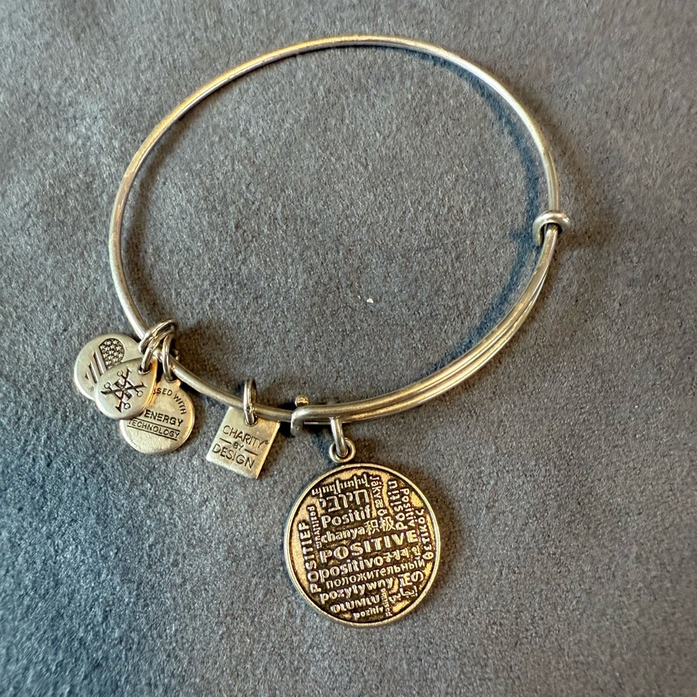 Alex and Ani Silver “Positive” Charm Bangle Bracelet